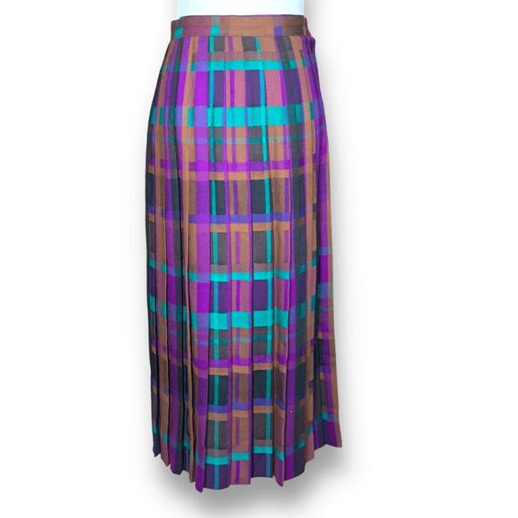 Christian Dior Dresses & Skirts - Vintage Christian Dior 80s Purple Plaid Wool Pleated Maxi Skirt Holiday Longline